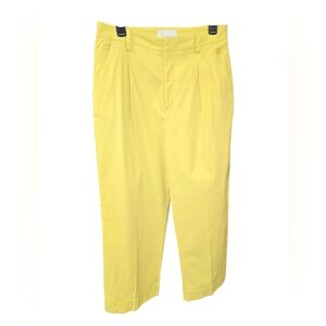 Anthropologie Yellow Pleated Cropped Trousers - Size 6